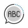 Bubble speech with the letters ABC inside icon